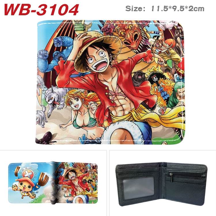 One Piece Anime color book two-fold leather wallet 11.5X9.5X2CM WB-3104A