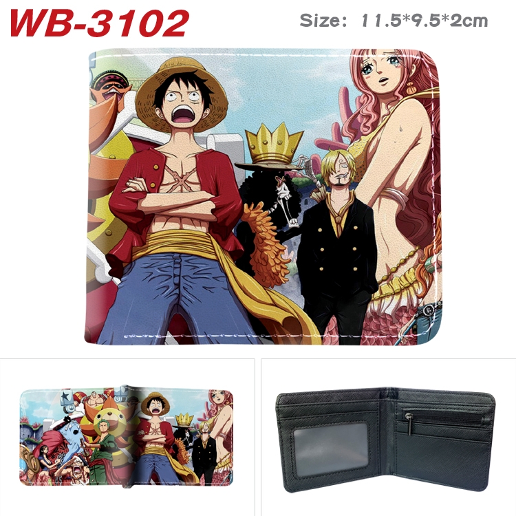 One Piece Anime color book two-fold leather wallet 11.5X9.5X2CM WB-3102A