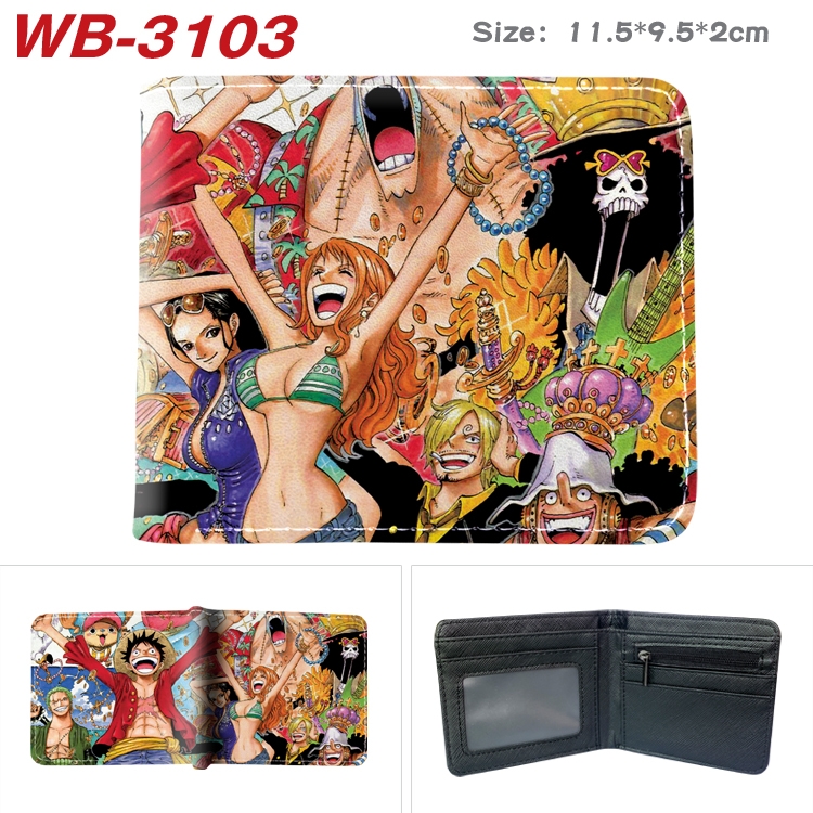 One Piece Anime color book two-fold leather wallet 11.5X9.5X2CM WB-3103A