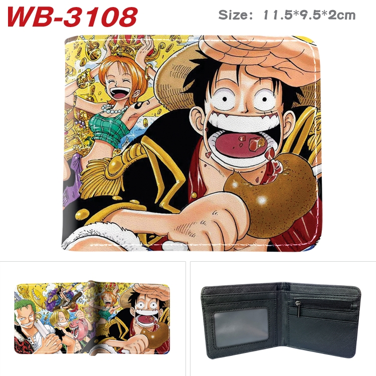 One Piece Anime color book two-fold leather wallet 11.5X9.5X2CM WB-3108A