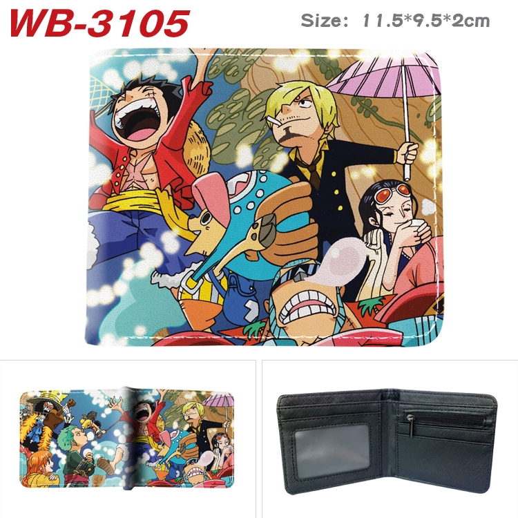 One Piece Anime color book two-fold leather wallet 11.5X9.5X2CM WB-3105A