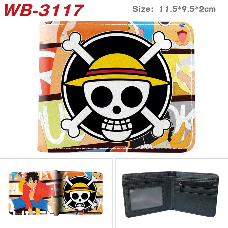 One Piece Anime color book two-fold leather wallet 11.5X9.5X2CM WB-3117A