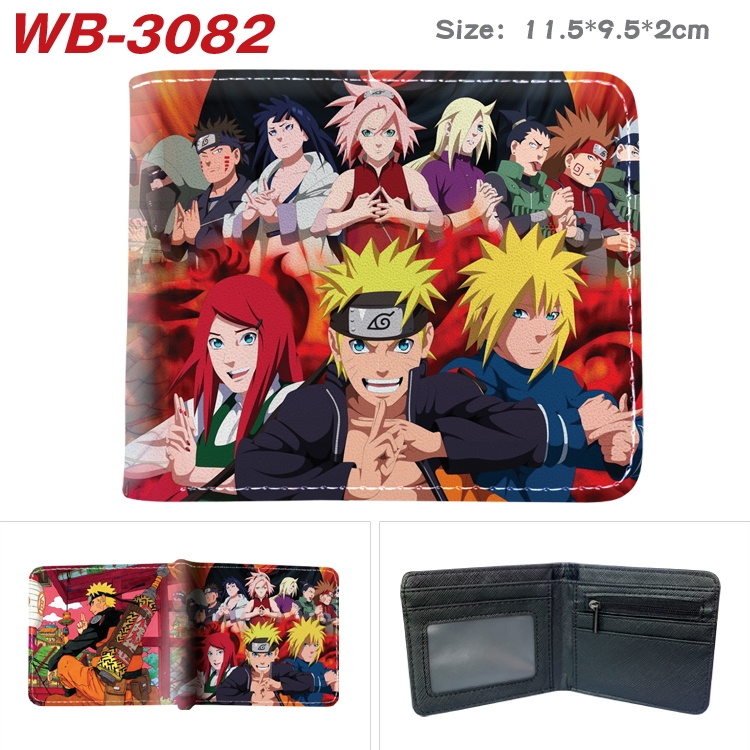 Naruto Anime color book two-fold leather wallet 11.5X9.5X2CM WB-3082A
