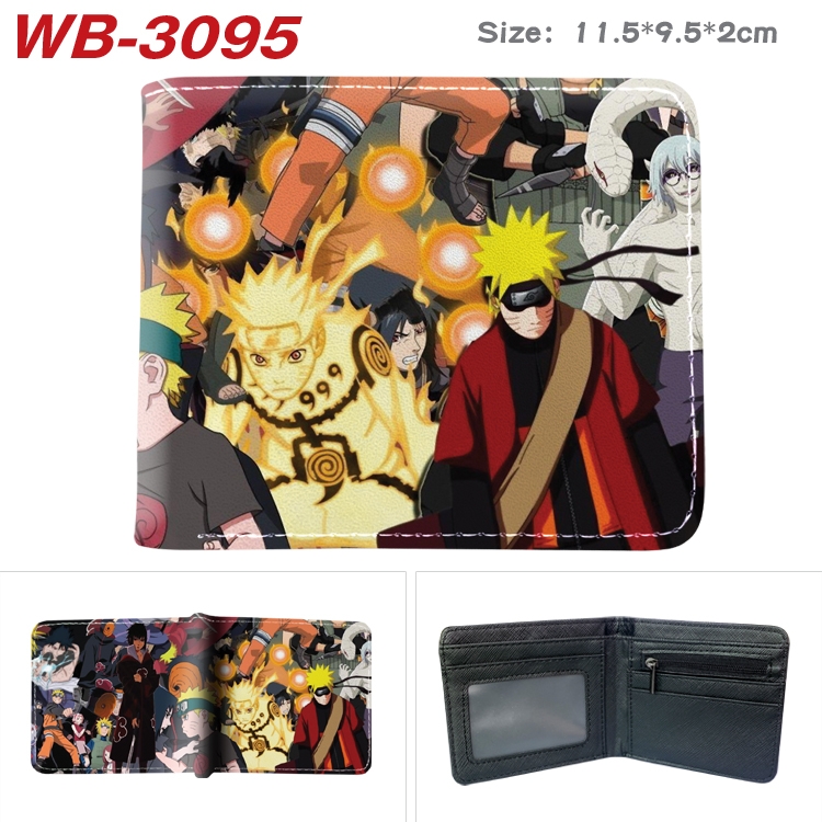 Naruto Anime color book two-fold leather wallet 11.5X9.5X2CM WB-3095A