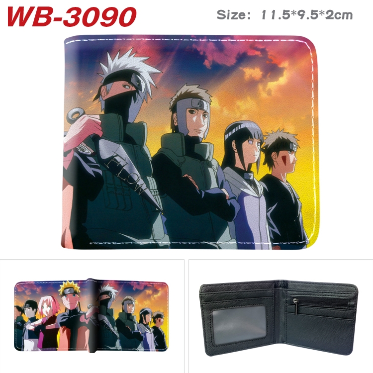 Naruto Anime color book two-fold leather wallet 11.5X9.5X2CM WB-3090A
