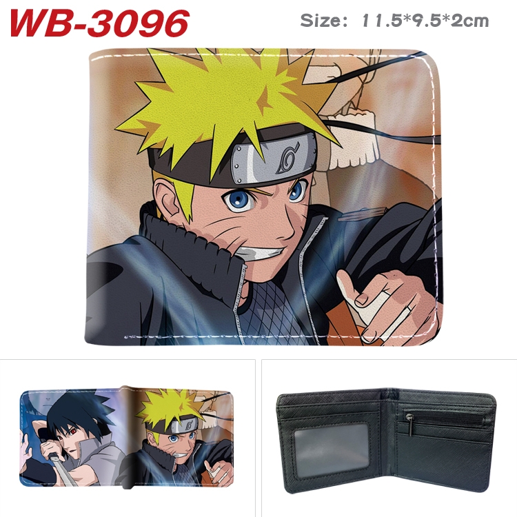 Naruto Anime color book two-fold leather wallet 11.5X9.5X2CM WB-3096A