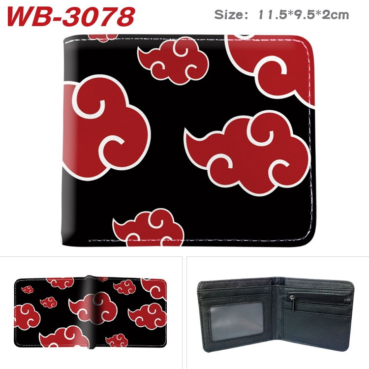Naruto Anime color book two-fold leather wallet 11.5X9.5X2CM WB-3078A