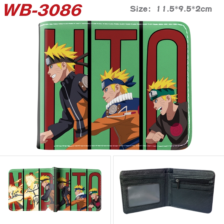 Naruto Anime color book two-fold leather wallet 11.5X9.5X2CM WB-3086A