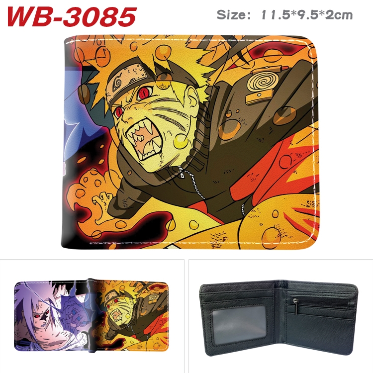 Naruto Anime color book two-fold leather wallet 11.5X9.5X2CM WB-3085A