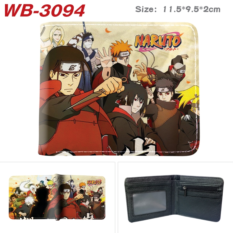 Naruto Anime color book two-fold leather wallet 11.5X9.5X2CM WB-3094A