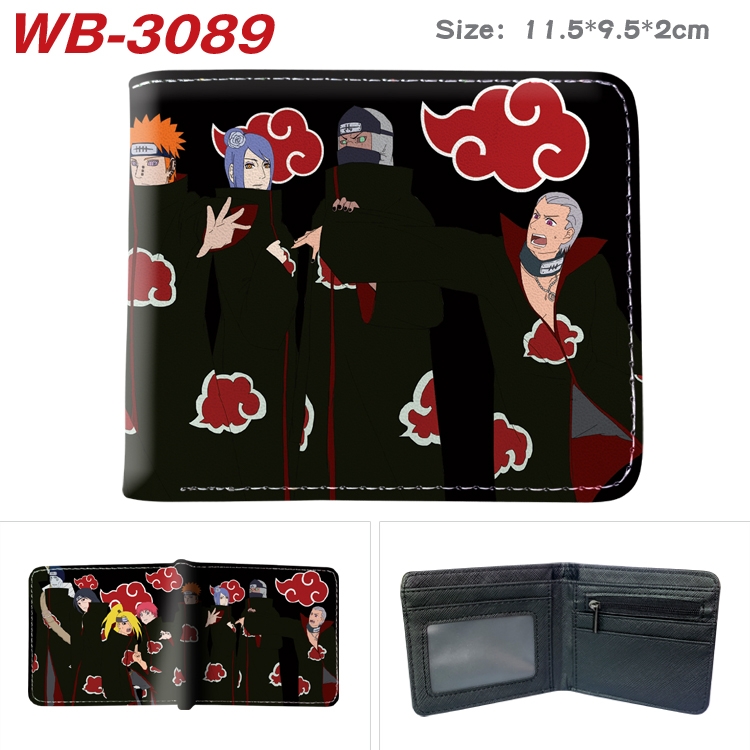 Naruto Anime color book two-fold leather wallet 11.5X9.5X2CM WB-3089A