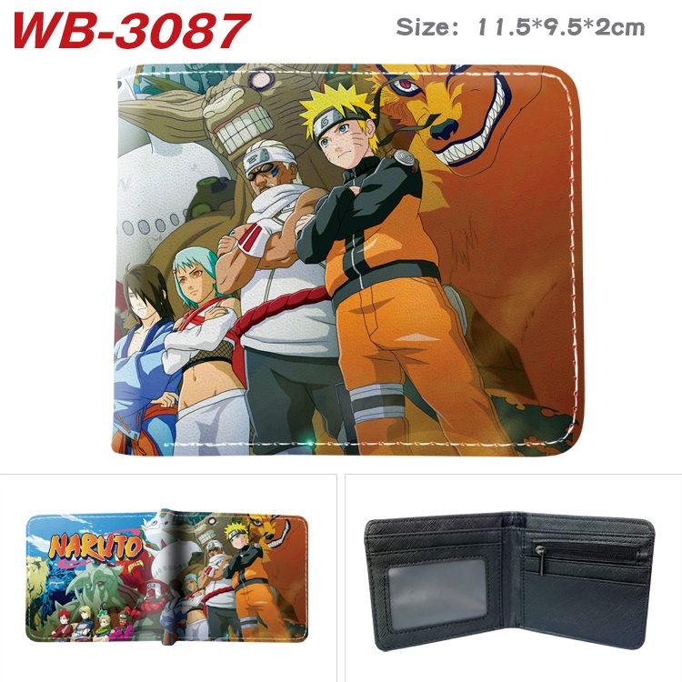 Naruto Anime color book two-fold leather wallet 11.5X9.5X2CM WB-3087A