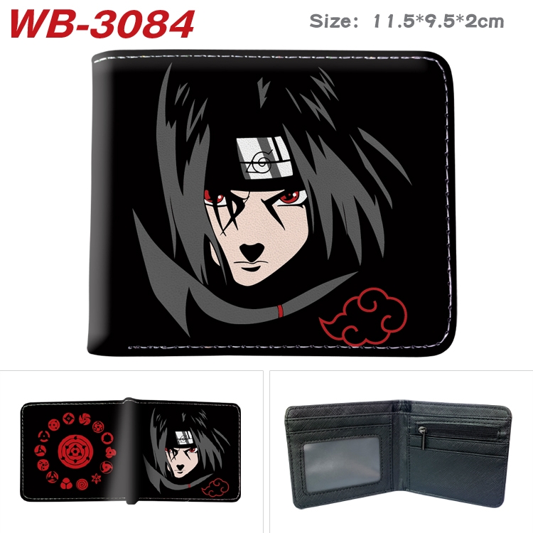 Naruto Anime color book two-fold leather wallet 11.5X9.5X2CM WB-3084A