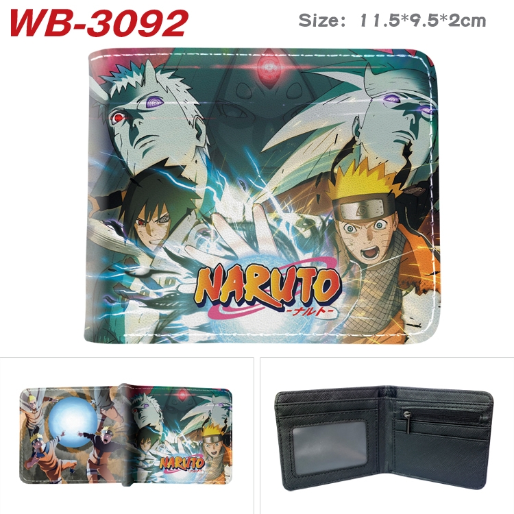 Naruto Anime color book two-fold leather wallet 11.5X9.5X2CM WB-3092A