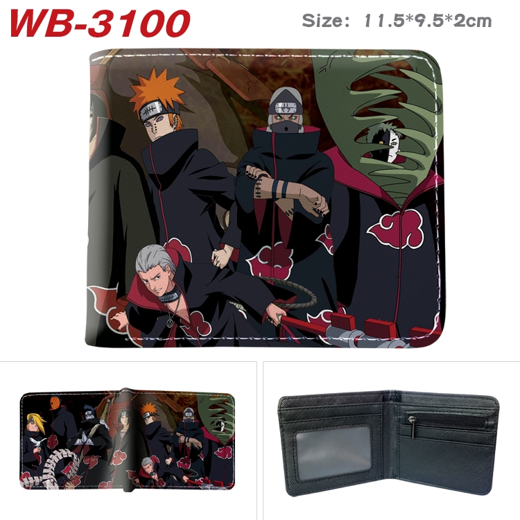 Naruto Anime color book two-fold leather wallet 11.5X9.5X2CM  WB-3100A