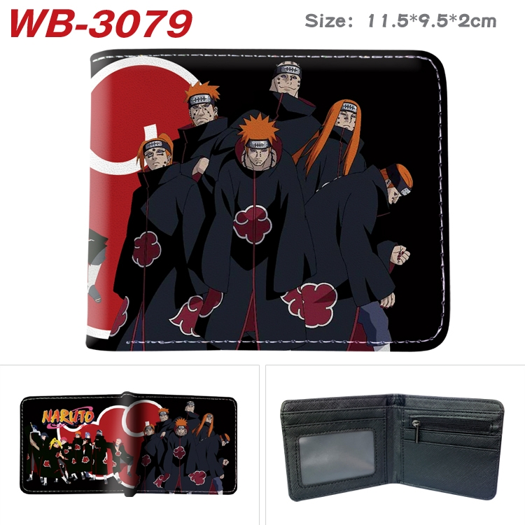 Naruto Anime color book two-fold leather wallet 11.5X9.5X2CM WB-3079A