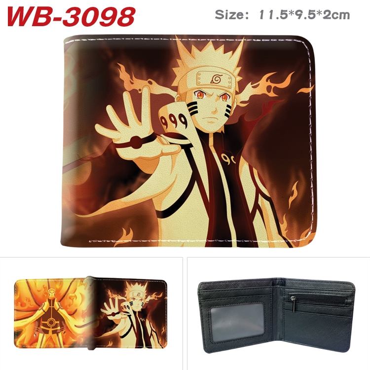 Naruto Anime color book two-fold leather wallet 11.5X9.5X2CM WB-3098A