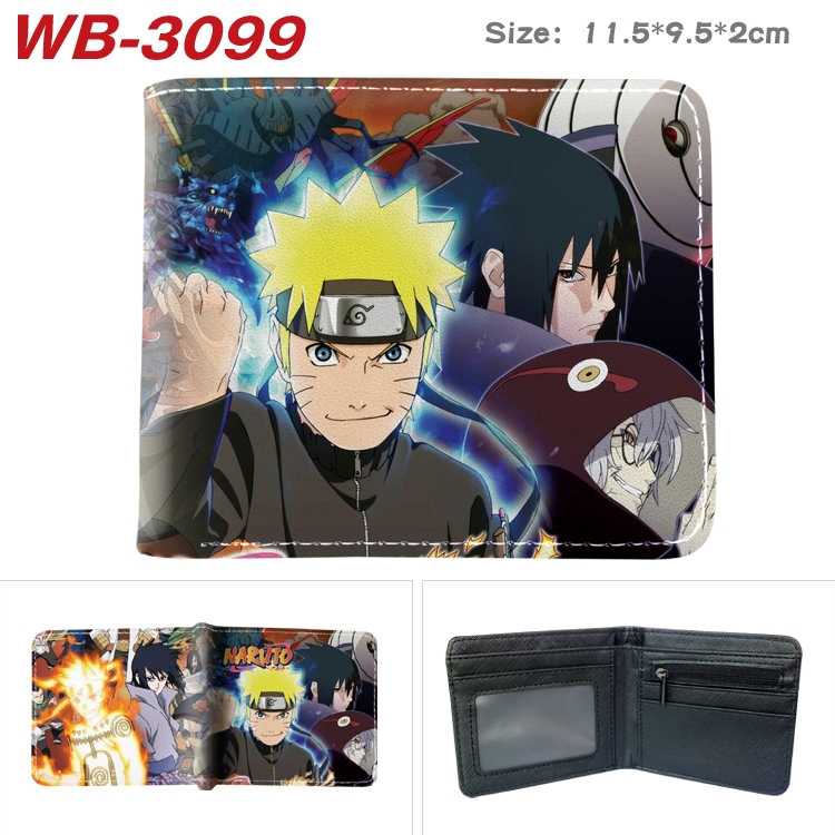 Naruto Anime color book two-fold leather wallet 11.5X9.5X2CM WB-3099A