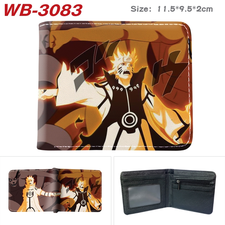 Naruto Anime color book two-fold leather wallet 11.5X9.5X2CM WB-3083A