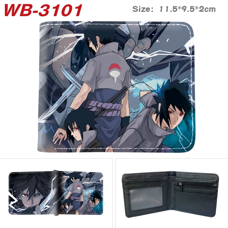 Naruto Anime color book two-fold leather wallet 11.5X9.5X2CM WB-3101A
