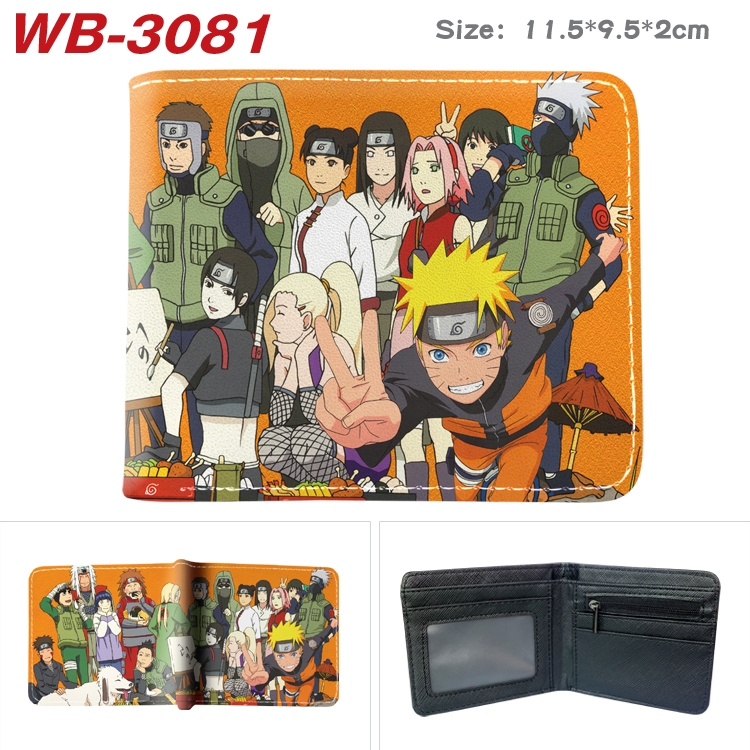 Naruto Anime color book two-fold leather wallet 11.5X9.5X2CM WB-3081A