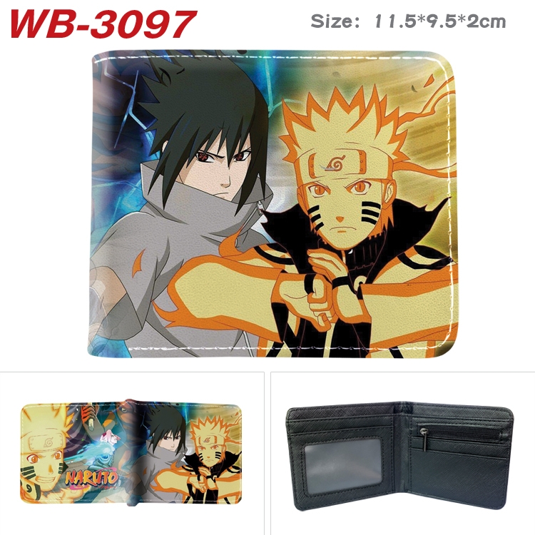Naruto Anime color book two-fold leather wallet 11.5X9.5X2CM WB-3097A