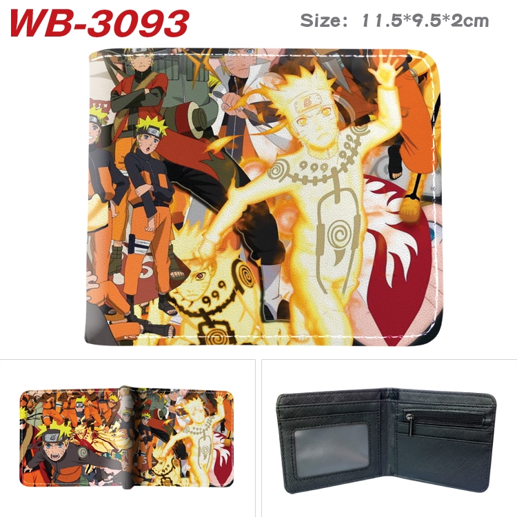 Naruto Anime color book two-fold leather wallet 11.5X9.5X2CM WB-3093A