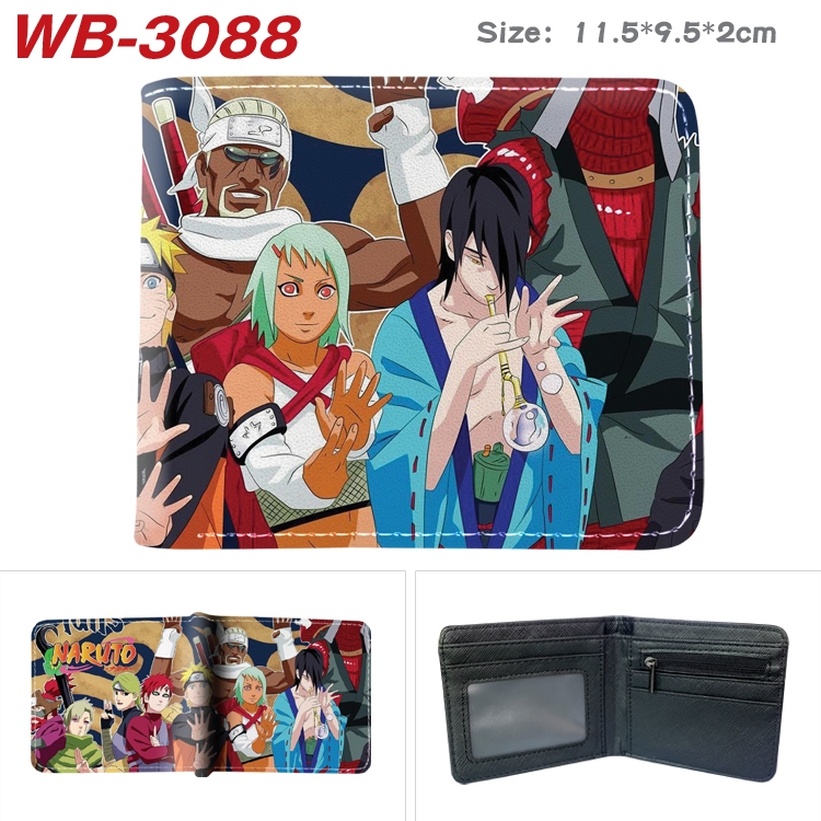 Naruto Anime color book two-fold leather wallet 11.5X9.5X2CM WB-3088A