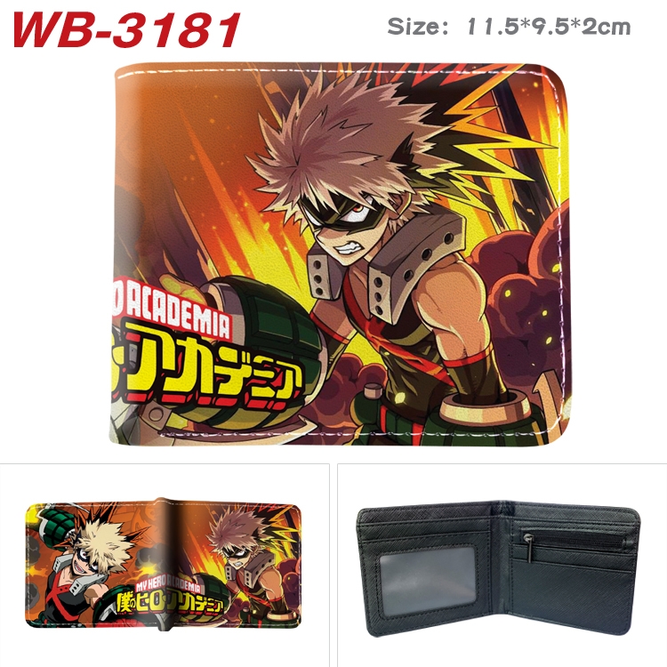 My Hero Academia Anime color book two-fold leather wallet 11.5X9.5X2CM WB-3181A