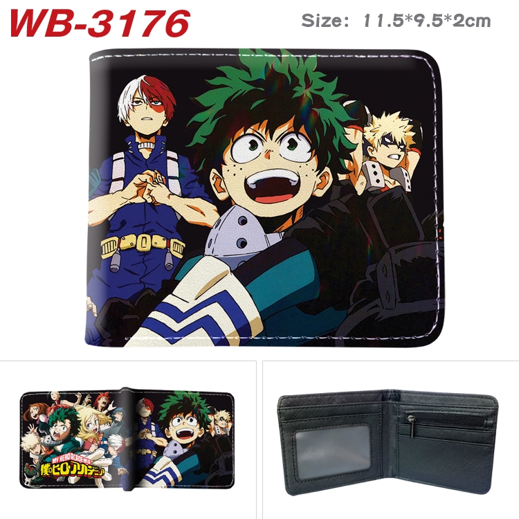 My Hero Academia Anime color book two-fold leather wallet 11.5X9.5X2CM WB-3176A