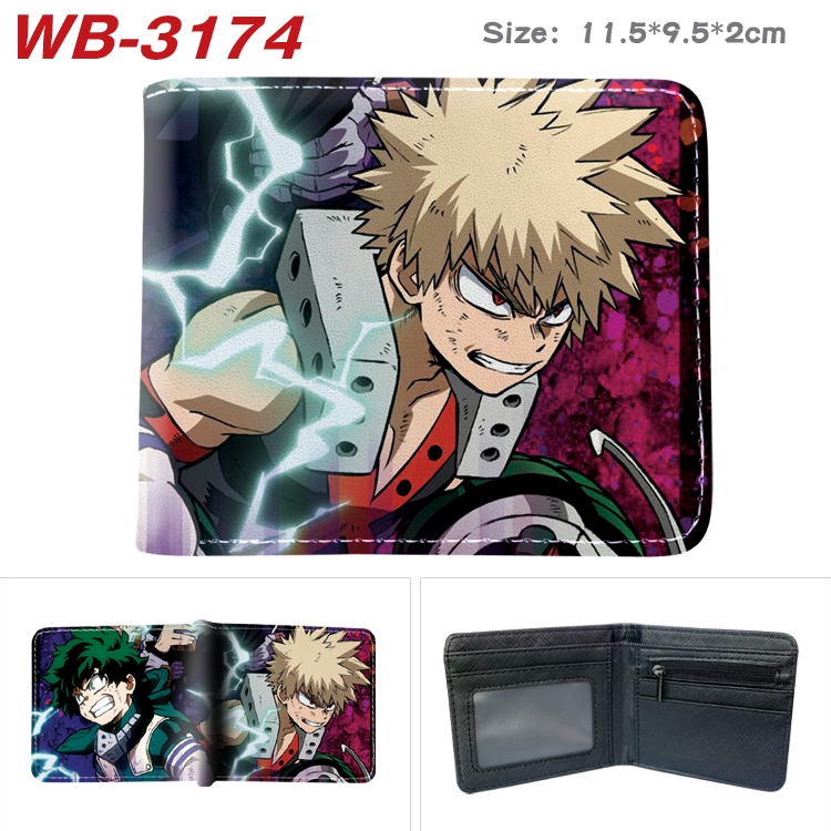 My Hero Academia Anime color book two-fold leather wallet 11.5X9.5X2CM WB-3174A