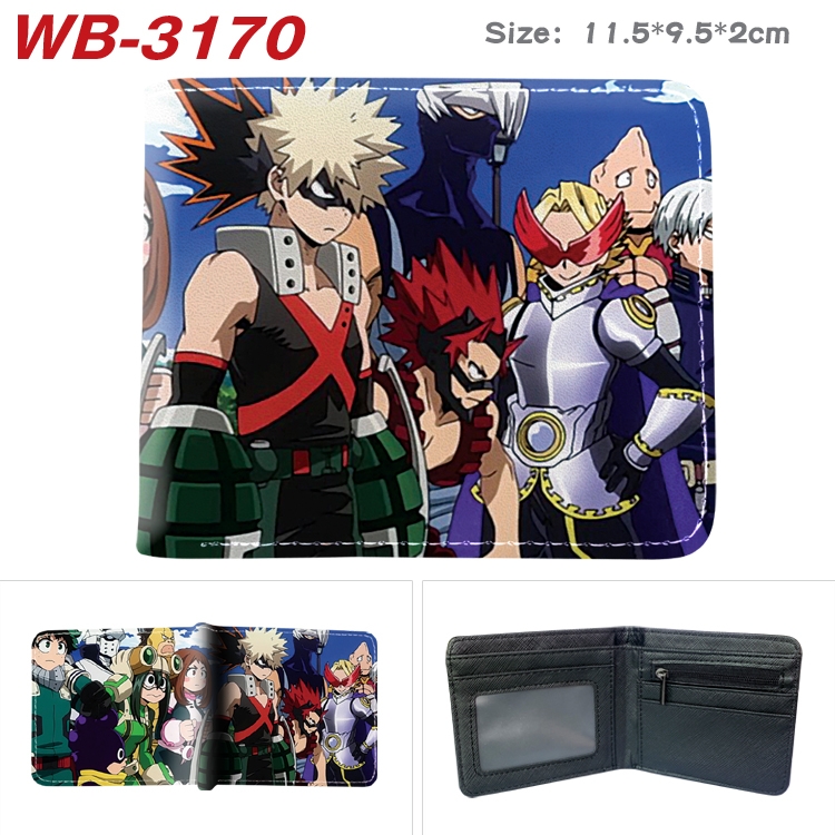 My Hero Academia Anime color book two-fold leather wallet 11.5X9.5X2CM  WB-3170A