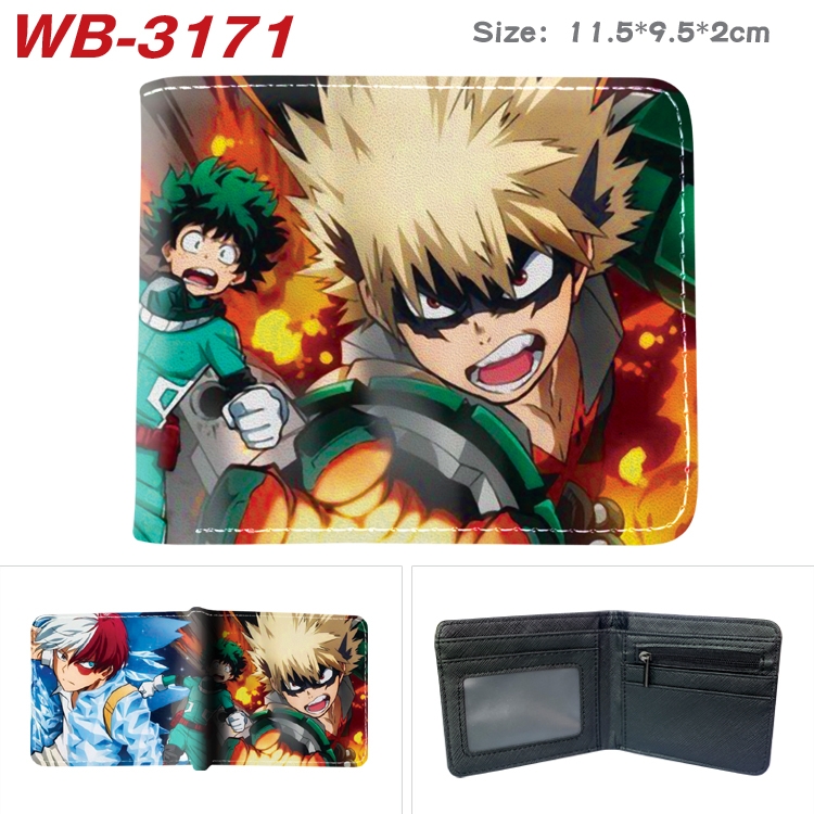 My Hero Academia Anime color book two-fold leather wallet 11.5X9.5X2CM WB-3171A