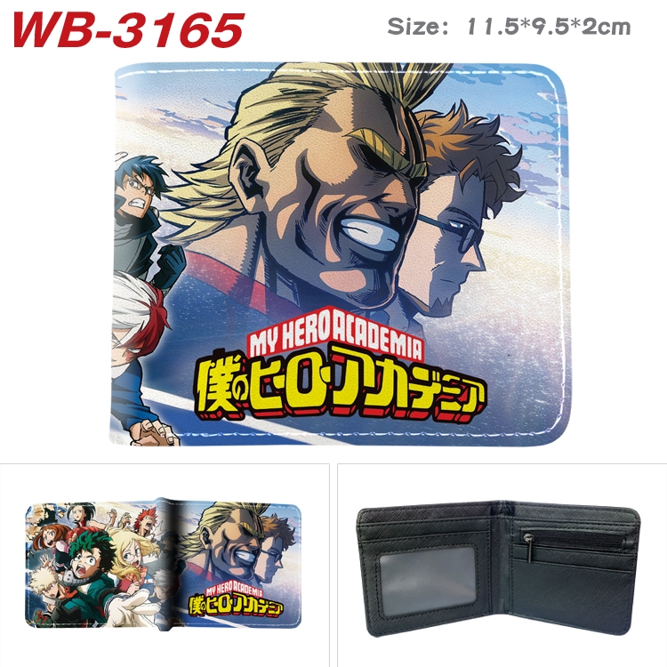 My Hero Academia Anime color book two-fold leather wallet 11.5X9.5X2CM WB-3165A