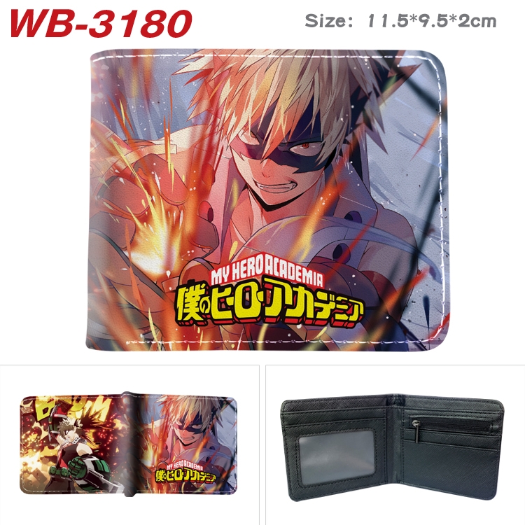 My Hero Academia Anime color book two-fold leather wallet 11.5X9.5X2CM WB-3180A