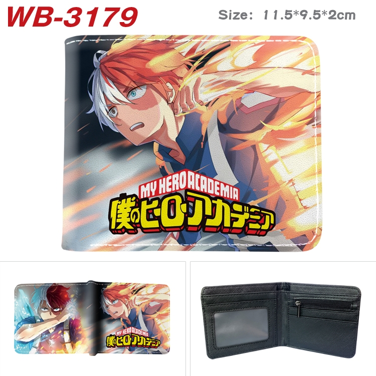 My Hero Academia Anime color book two-fold leather wallet 11.5X9.5X2CM WB-3179A
