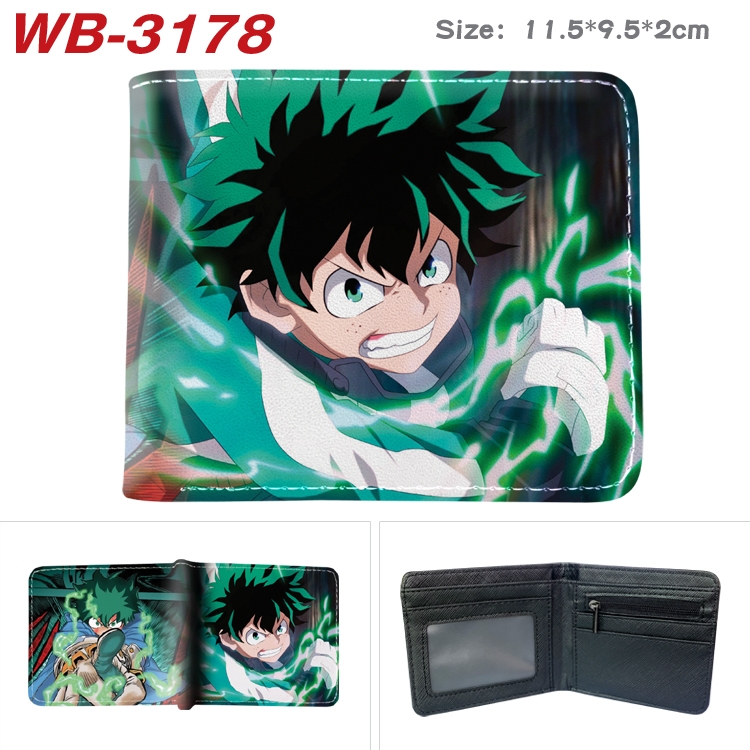 My Hero Academia Anime color book two-fold leather wallet 11.5X9.5X2CM WB-3178A