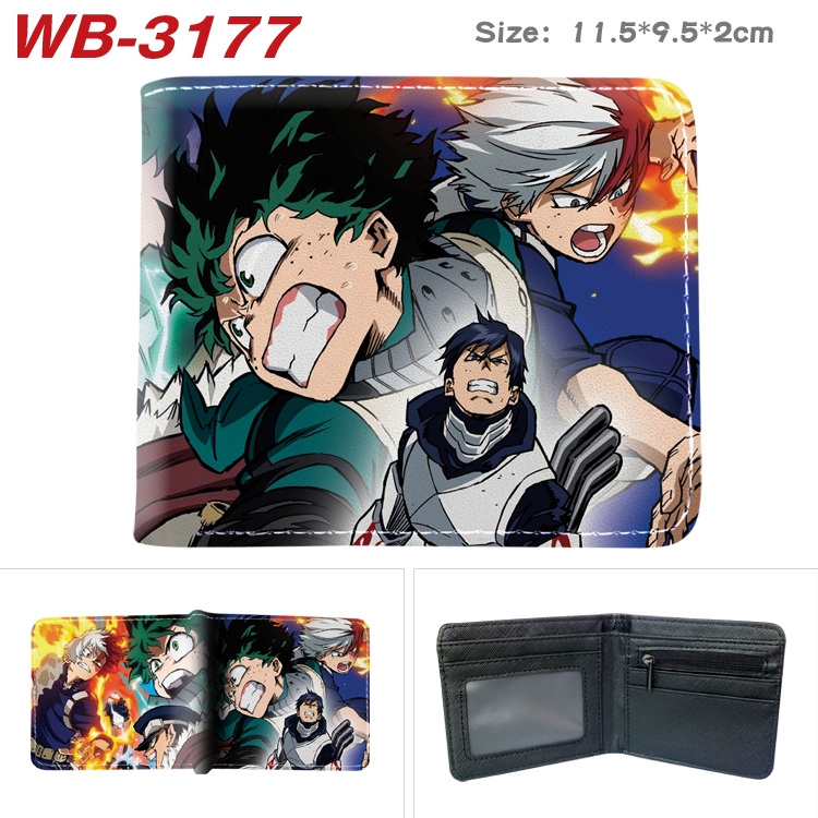 My Hero Academia Anime color book two-fold leather wallet 11.5X9.5X2CM WB-3177A