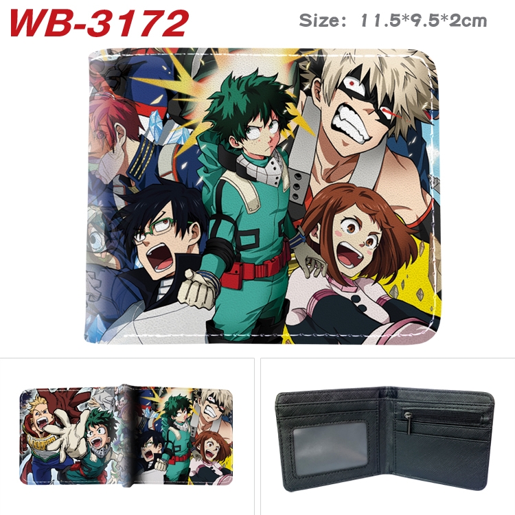 My Hero Academia Anime color book two-fold leather wallet 11.5X9.5X2CM WB-3172A