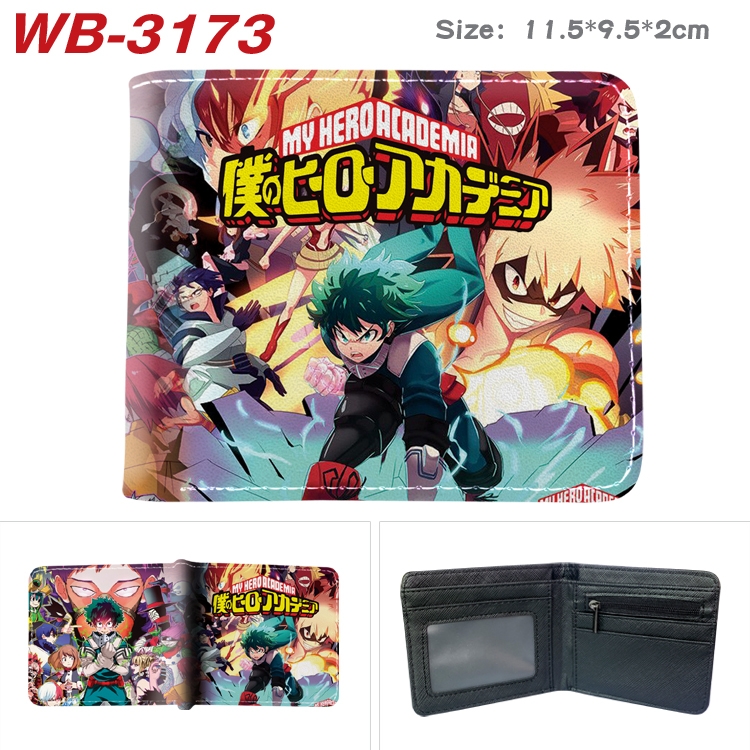 My Hero Academia Anime color book two-fold leather wallet 11.5X9.5X2CM WB-3173A