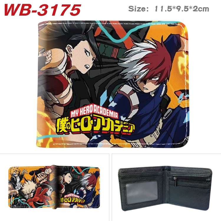 My Hero Academia Anime color book two-fold leather wallet 11.5X9.5X2CM WB-3175A