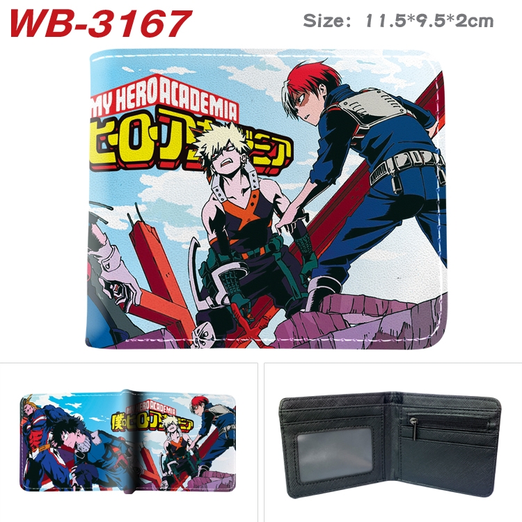 My Hero Academia Anime color book two-fold leather wallet 11.5X9.5X2CM WB-3167A