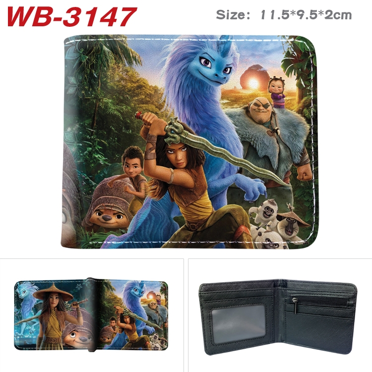 Raya and The Last Dragon Anime color book two-fold leather wallet 11.5X9.5X2CM  WB-3147A