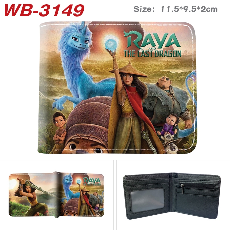 Raya and The Last Dragon Anime color book two-fold leather wallet 11.5X9.5X2CM  WB-3149A