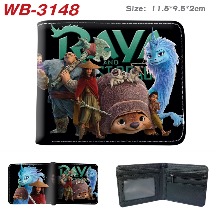 Raya and The Last Dragon Anime color book two-fold leather wallet 11.5X9.5X2CM  WB-3148A