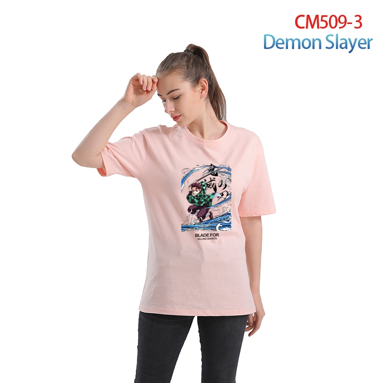 Demon Slayer Kimets Women's Printed short-sleeved cotton T-shirt from XS to 3XL  CM-509-3