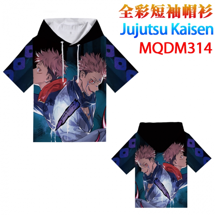 Jujutsu Kaisen Full color hooded pullover short sleeve t-shirt 2XS XS S M L XL 2XL 3XL 4XL MQDM314