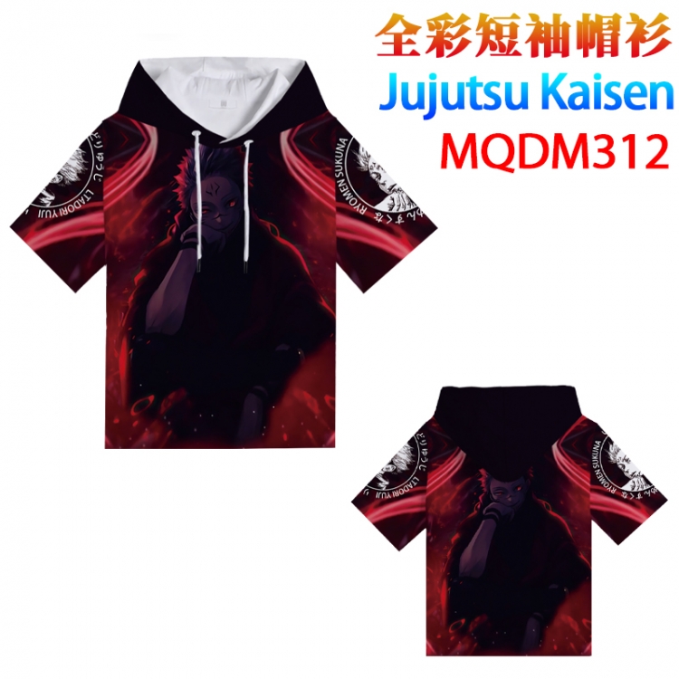 Jujutsu Kaisen Full color hooded pullover short sleeve t-shirt 2XS XS S M L XL 2XL 3XL 4XL  MQDM312