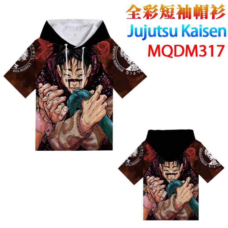 Jujutsu Kaisen Full color hooded pullover short sleeve t-shirt 2XS XS S M L XL 2XL 3XL 4XL  MQDM317