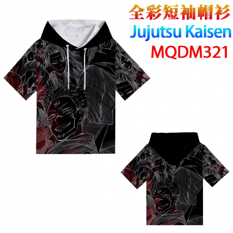 Jujutsu Kaisen Full color hooded pullover short sleeve t-shirt 2XS XS S M L XL 2XL 3XL 4XL  MQDM321